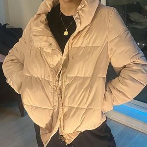 Pink puffer jacket